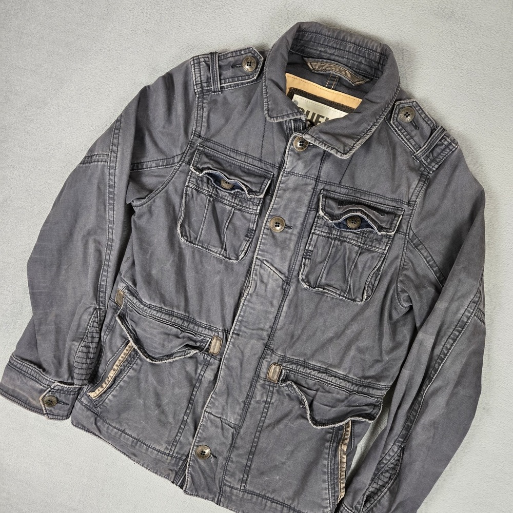 RUEHL No.925 Jefferson Jacket Mens Medium Gray Zip Cargo Military Paratooper Y2k